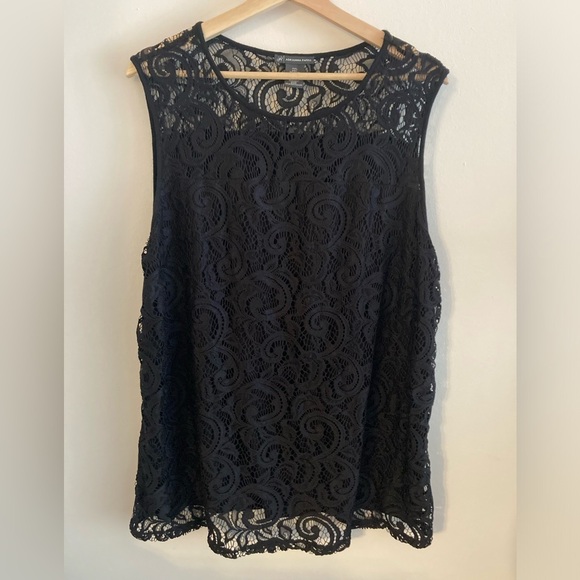 Adrianna Papell Black Lace Sleeveless Top Lined Layered Fairy Whimsigoth XXL 2X - Picture 1 of 5